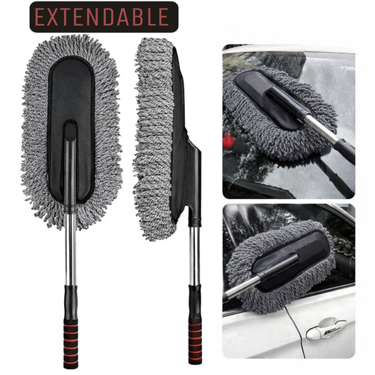 AutoGlow Premium Microfiber Car Duster & Telescoping Cleaning Mop